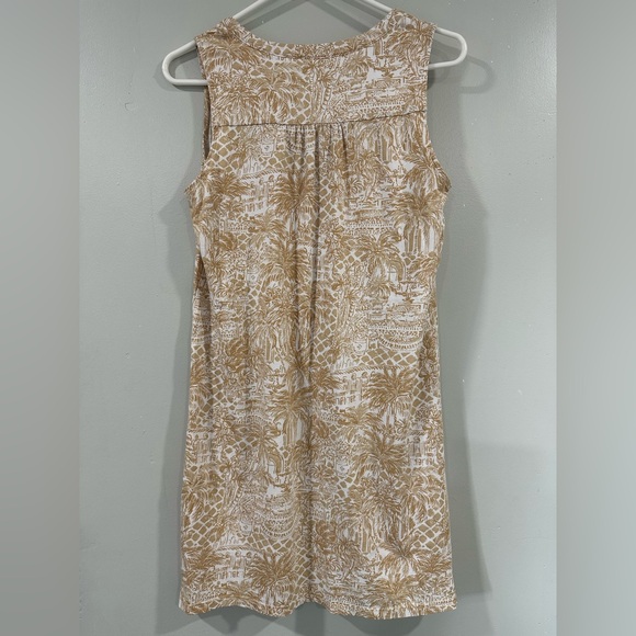 Lilly Pulitzer Beige and White Palm Print Midi Dress cruise resort summer size S - Picture 2 of 5